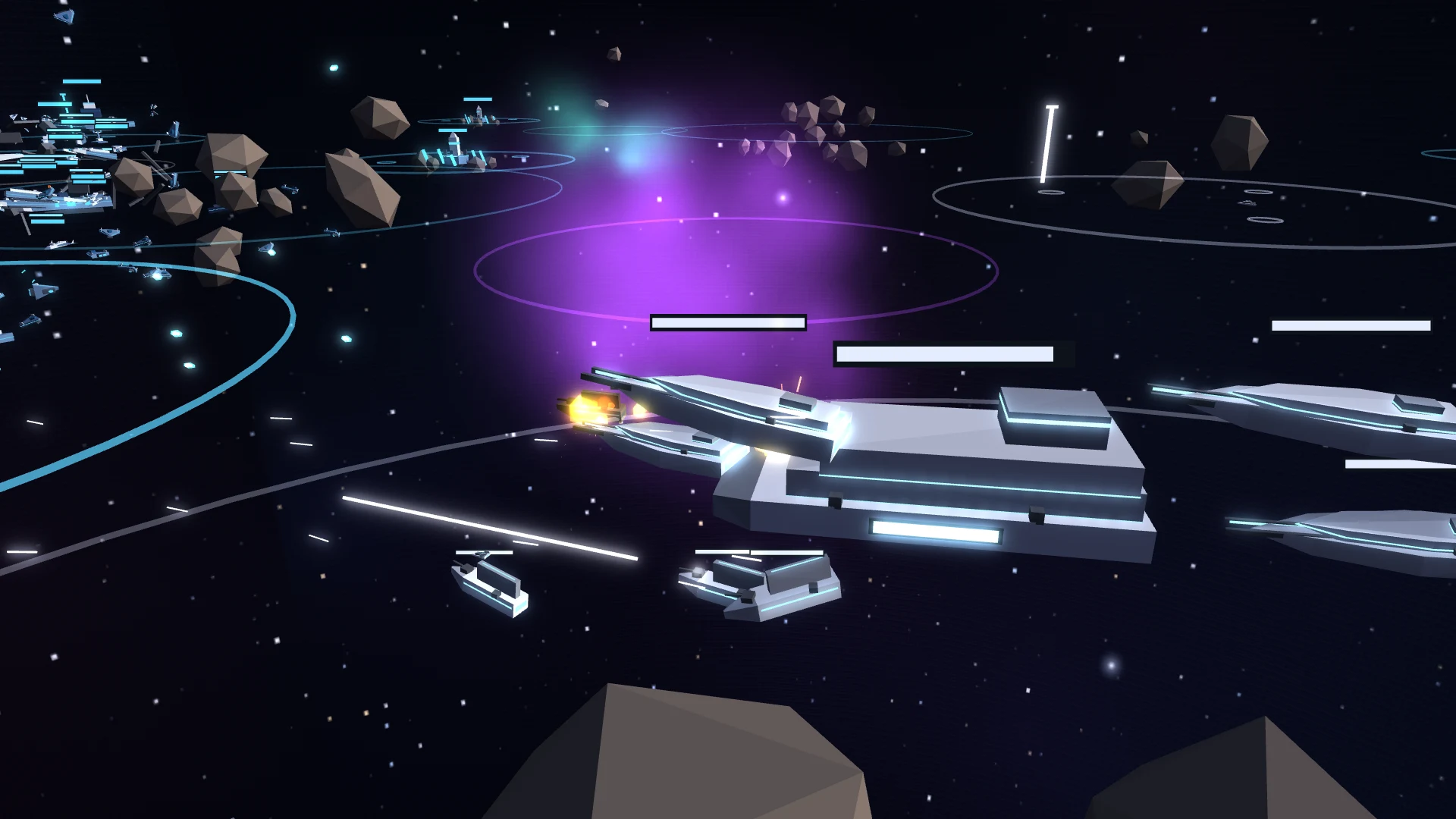 Archive Lexicons and a Folio pushing past a nebula toward the Vanguard, their seams gone cyan from studying Vanguard plasma